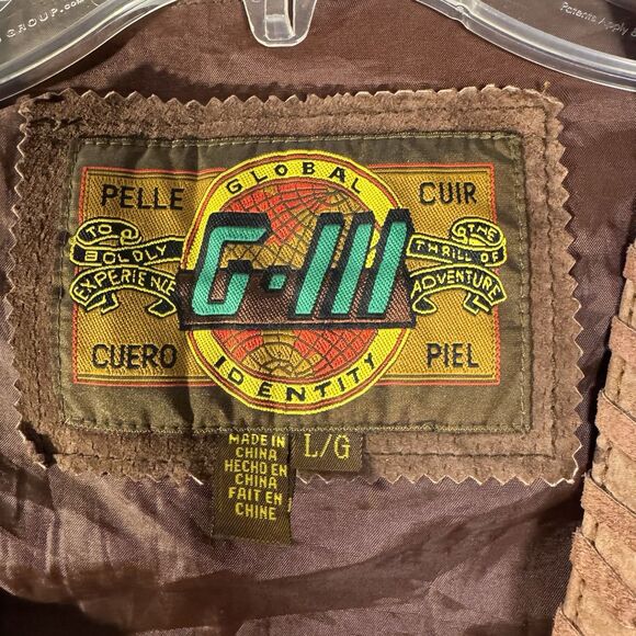 Vintage G-III Pelle Global Brown Suede Leather Vest Western Button Front Mens L - Picture 3 of 11